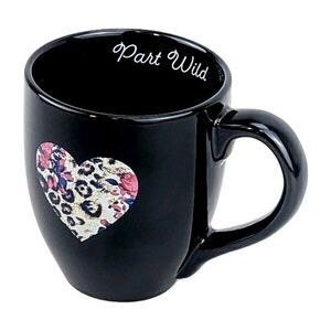 Cheetah Leopard Print Floral Heart Coffee Mug Black Part Wild Cup Flowers Icup